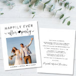 Budget Photo Wedding Reception Invitation<br><div class="desc">Begrotingsvriendelijke moderne aankondiging van huwelijken of huwelijken en uitnodiging tot ontvangst. De voorzijde kenmerkt uw foto van de trouwdag en "gelukkig Ooit na Partij"in een mengeling van eenvoudige typografie en een stijlvol manuscript met een hart en een swashes. Onder uw foto, voeg uw voornamen en trouwdatum toe. Voor de achterkant,...</div>