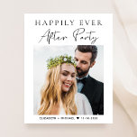 Budget Photo Wedding Reception Invitation<br><div class="desc">Budget-vriendelijke en elegante elopement of kleine bruiloft aankondiging en ontvangst of feest uitnodiging. Op de voorkant staan je foto en "Happily Ever After Party" in een mix van eenvoudige typografie en een chique modern script. Voeg onder je foto je voornamen en trouwdatum toe. Aan de andere kant, personaliseer uw bericht...</div>