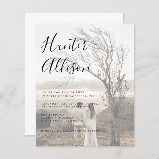 Budget Photo Wedding Uitnodiging (Voorkant / Achterkant)