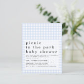 Budget Picnic Park Baby shower Blue Gingham Uitnod (Staand voorkant)