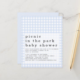 Budget Picnic Park Baby shower Blue Gingham Uitnod