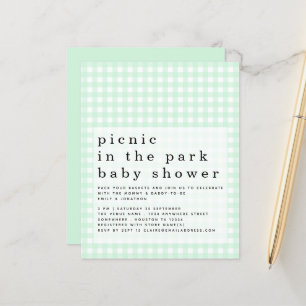 Budget Picnic Park Baby shower Green Gingham