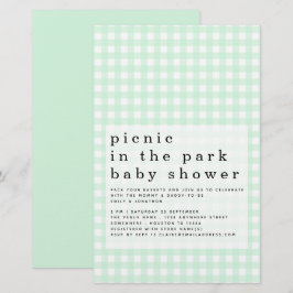 Budget Picnic Park Baby shower Green Gingham