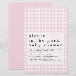Budget Picnic Park Baby shower Pink Gingham Invite