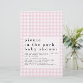 Budget Picnic Park Baby shower Pink Gingham Invite (Staand voorkant)