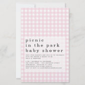 Budget Picnic Park Baby shower Pink Gingham Invite (Voorkant)
