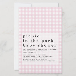 Budget Picnic Park Baby shower Pink Gingham Invite