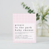 Budget Picnic Park Baby shower Pink Gingham Invite (Staand voorkant)