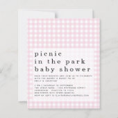 Budget Picnic Park Baby shower Pink Gingham Invite (Voorkant)