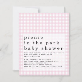 Budget Picnic Park Baby shower Pink Gingham Invite