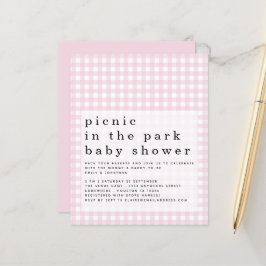 Budget Picnic Park Baby shower Pink Gingham Invite