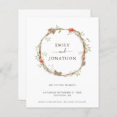 Budget Pine Berries Festive Wedding Save the Date (Voorkant / Achterkant)