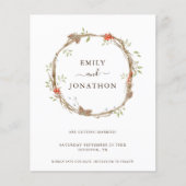 Budget Pine Berries Festive Wedding Save the Date (Voorkant)