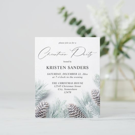 Budget Pine Cone & Snow Kerstparty (Staand voorkant)