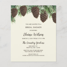 Budget Pine Cone Winter Bridal Shower Uitnodiging