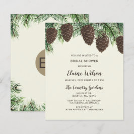 Budget Pine Cone Winter Bridal Shower Uitnodiging