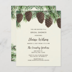 Budget Pine Cone Winter Bridal Shower Uitnodiging