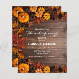 Budget Pine Cones Pumpkins Thanksgiving Uitnodigin