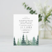Budget Pine Forest Winter Weduwen Uitnodiging (Staand voorkant)