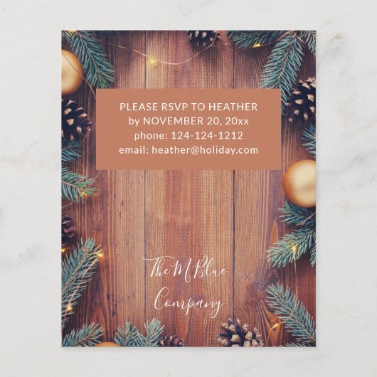 Budget Pine & Gold Ornament Rustige Kerstparty (Achterkant)