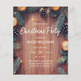 Budget Pine & Gold Ornament Rustige Kerstparty Flyer