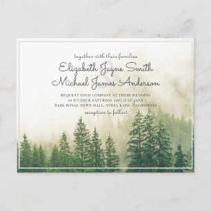 Budget Pine Trees Wedding Invitting Forest Briefkaart