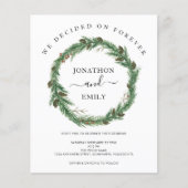 Budget Pine Wreate Kerstbruiloft Uitnodiging (Voorkant)