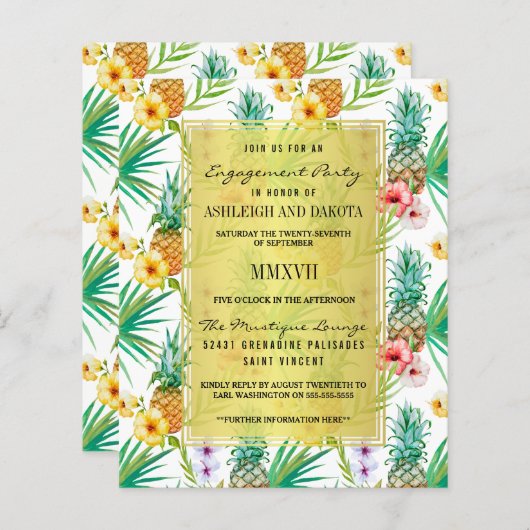 Budget Pineappel & Hibiscus Engagement Party (Voorkant / Achterkant)