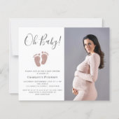 Budget Pink Baby Feet Photo Baby Shower Invitation (Voorkant)