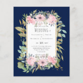 BUDGET Pink Blush Floral Sage Greenery Wedding (Voorkant)
