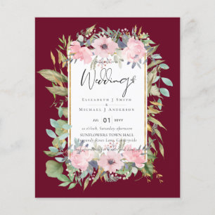 BUDGET Pink Blush Floral Sage Greenery Wedding Flyer
