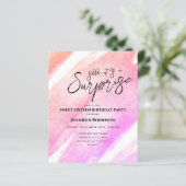 Budget Pink Blush Ombre Verrassing Sweet 16 Invite (Staand voorkant)