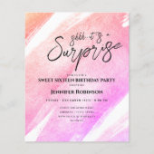 Budget Pink Blush Ombre Verrassing Sweet 16 Invite (Voorkant)