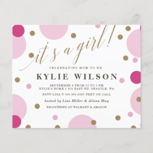 Budget Pink Confetti Girl Baby shower