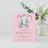 BUDGET Pink Elephant Baby shower Uitnodiging (Staand voorkant)