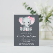 BUDGET Pink Elephant Baby shower Uitnodiging (Staand voorkant)