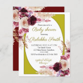 Budget Pink en Burgundy Baby shower İnvitation (Voorkant / Achterkant)