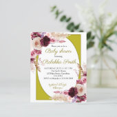 Budget Pink en Burgundy Baby shower İnvitation (Staand voorkant)