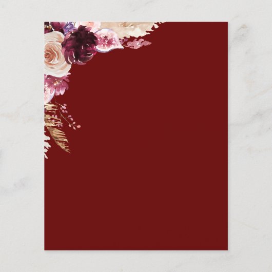 Budget Pink en Burgundy Baby shower İnvitation (Achterkant)