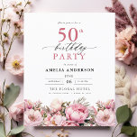 Budget Pink Floral 50th Birthday Uitnodiging Flyer<br><div class="desc">Vier in stijl met een tuin bloemenkalligrafie 50e verjaardag uitnodiging, perfect voor een mijlpaal evenement. Met levendige bloemige design en elegante kalligrafie zet deze uitnodiging een grillige maar verfijnde toon voor uw feest. Het weelderige tuinthema combineert natuurlijke schoonheid met sierlijke typografie, waardoor een tijdloze en uitnodigende look wordt gecreëerd. Ideaal...</div>