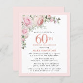 Budget Pink Floral 60th Birthday Invitation (Voorkant / Achterkant)