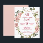 Budget Pink Floral 60th Birthday Invitation<br><div class="desc">stoffige roze rozen creëer Een moderne bloemsierrand op deze 60ste verjaardagsfeestuitnodiging. De roze bloemetjes versieren een geometrisch lijst. Dit artikel maakt deel uit van het Dusty Pink Rose collectie. Het bevat de DIY-sjablonen die u kunt gebruiken om een unieke uitnodigingssuite te creëer. U vindt er ook sjablonen voor welkomstborden en...</div>