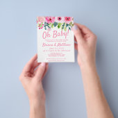 Budget Pink Floral Baby shower Uitnodiging Flyer (Hand)