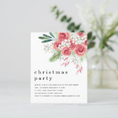Budget Pink Floral Berries kerstfeest Uitnodiging (Staand voorkant)