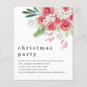 Budget Pink Floral Berries kerstfeest Uitnodiging (Voorkant)