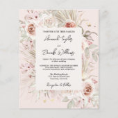 Budget PInk Floral Boho Rustic Wedding Uitnodiging (Voorkant)