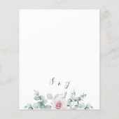 Budget Pink Floral Eucalyptus Weduwen Uitnodiging (Achterkant)