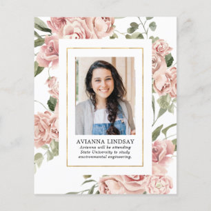 Budget Pink Floral Foto Back Graduparty Flyer