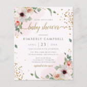 Budget Pink Floral Girl Baby shower (Voorkant)