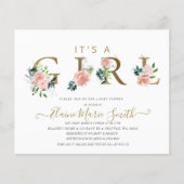 Budget Pink Floral Girl Baby shower (Voorkant)